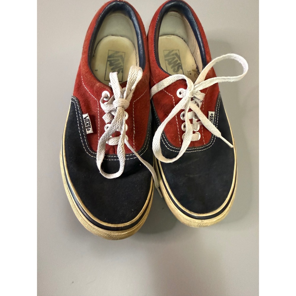 Vans Era Suede Sneakers Red Navy Blue Low Top Skate Shoes Mens 6.5 Women 8